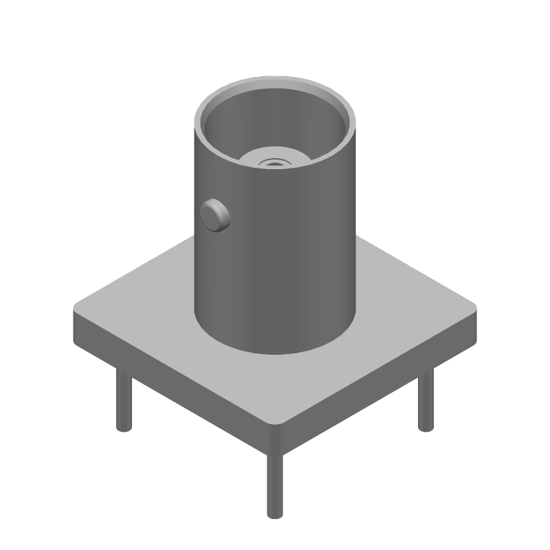 50R BNC PCB Vertical Connector, 4GHz, Silver/Nickel