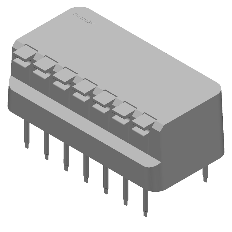 DIP Rotary Slide Switch, SPST, 7 Pos, 0.1A 24VDC, Thru-Hole, PC Pins