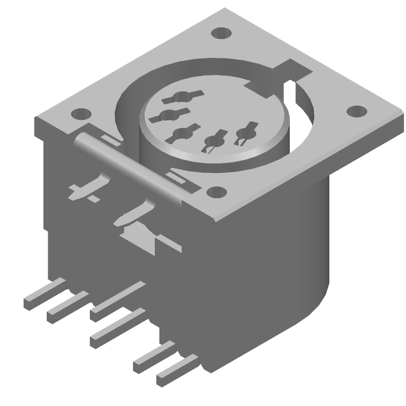 5 Pos Circular Connector, Female Socket, Solder RA, 7.5A, 250V