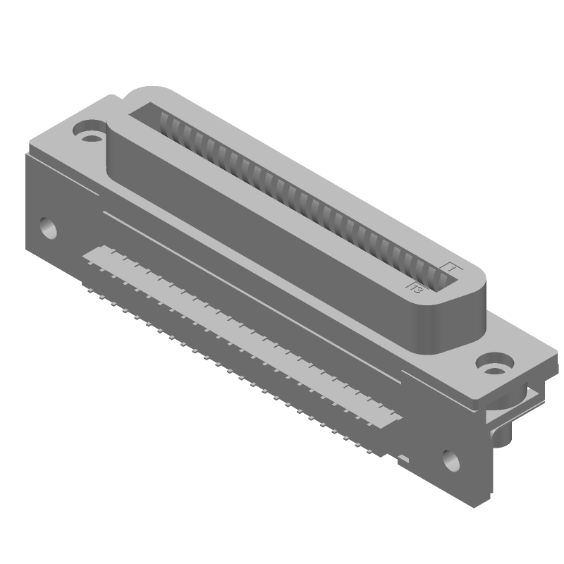 50 Pos Signal Connector, Right Angle, Shielded, Through Hole, Gold/Tin
