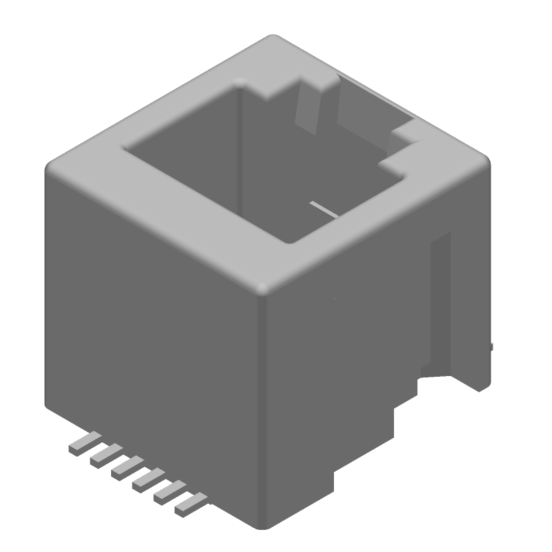 Conn RJ-25 F 6 POS 1.27mm Solder ST SMD 6 Terminal 1 Port Cat 3 T/R