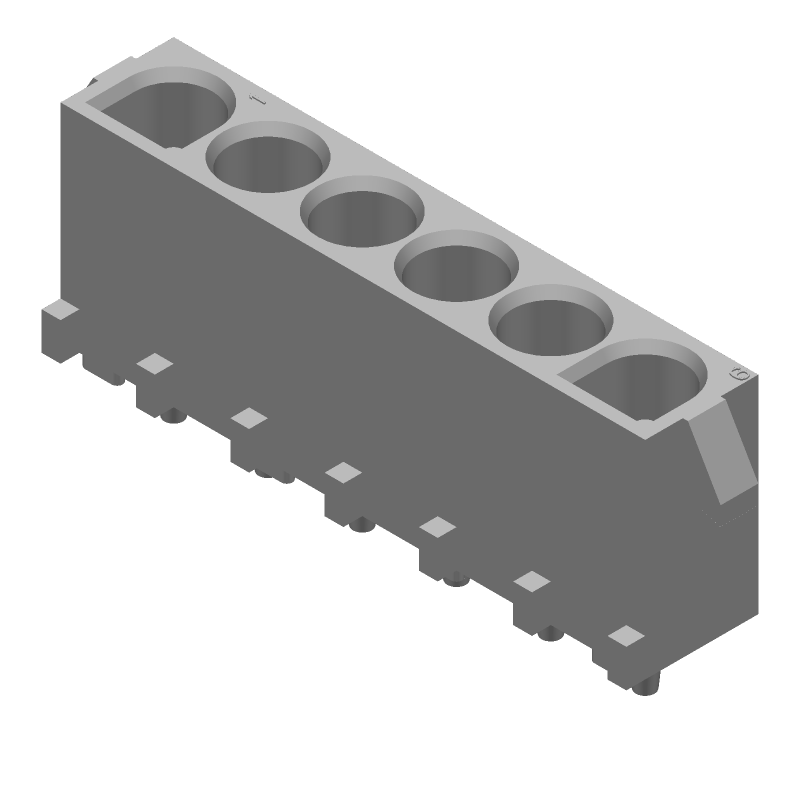 6 Pos 6.35mm Pitch Wire-to-Board Header, 19A, 600V, Solder, Thru-Hole