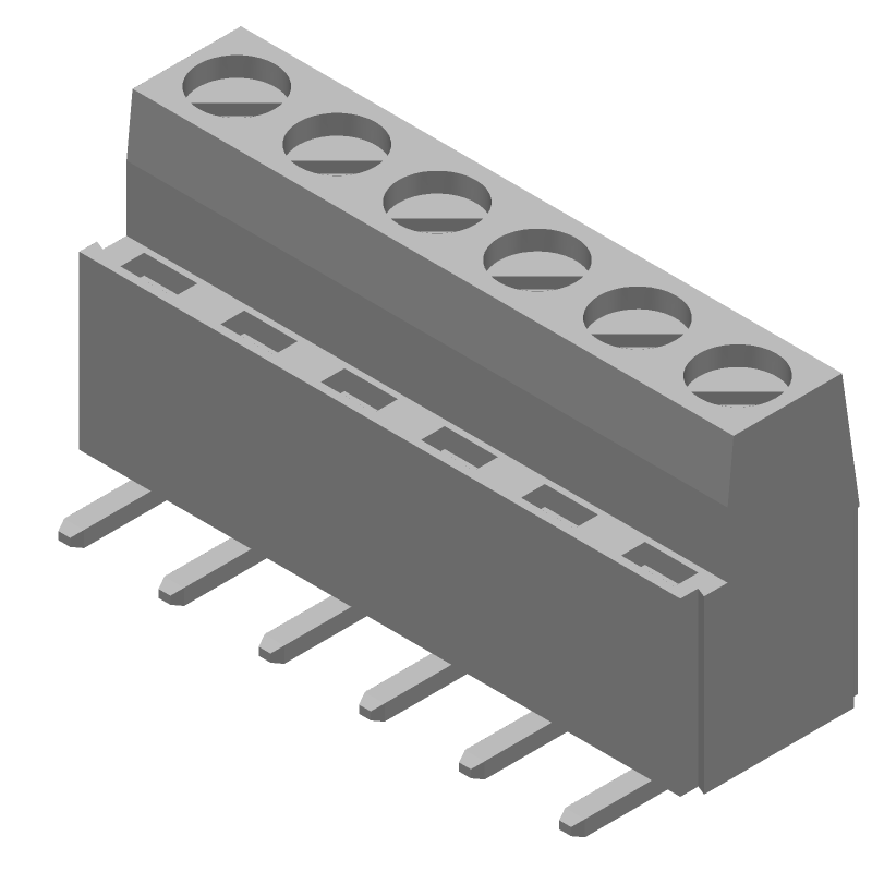 6 Pos 5.08mm RA Solder Terminal Block, 300V, 17.5A, Green