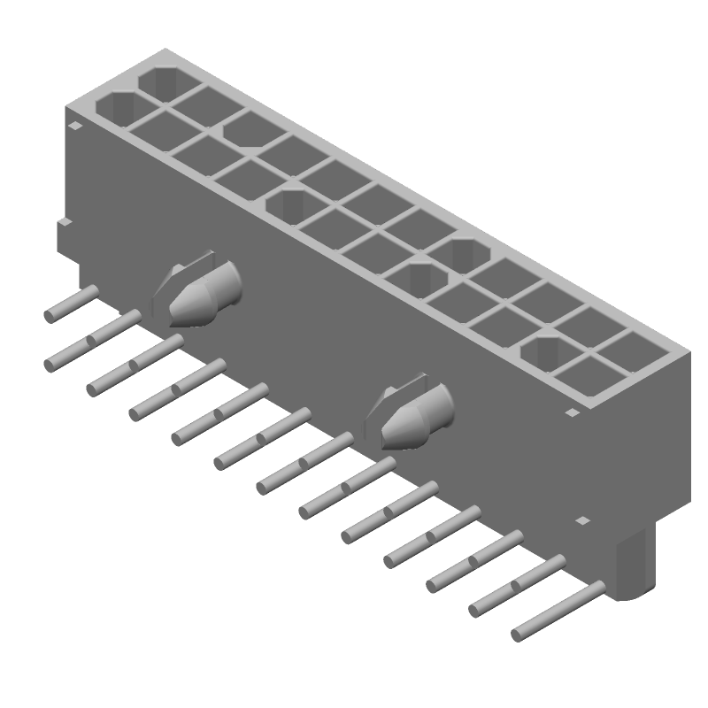 Power Connector, 24 Pos, 9.5A, 600V, RA Solder, Male