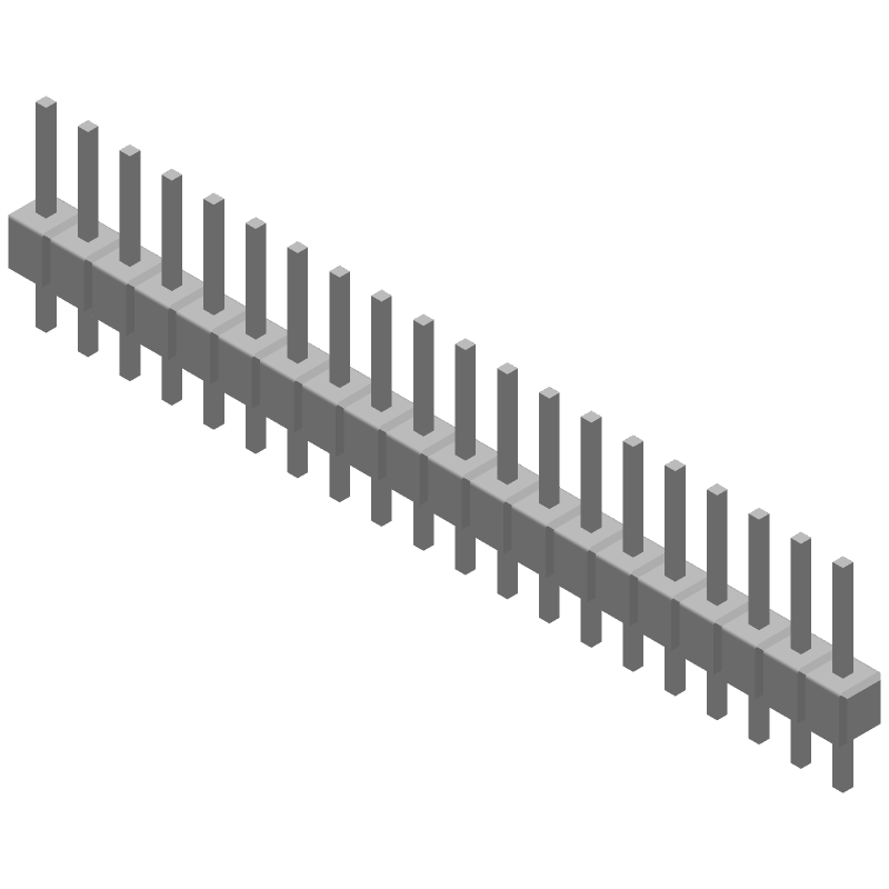 20 Pos 2.54mm Unshrouded Header, Male Pin, 5A, Thru-Hole, Green
