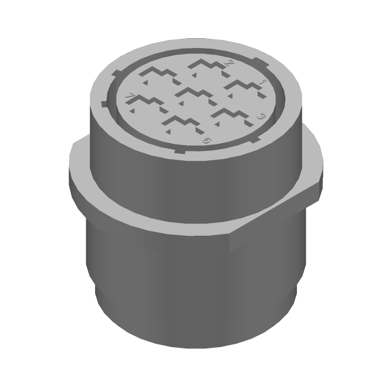 Female Circular Connector, 7 Pos, Crimp, Black, 600V