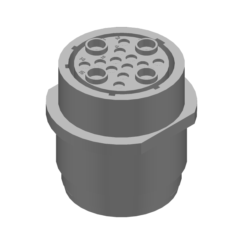 16 Pos Circular Receptacle, Female Crimp, Nylon, IP67