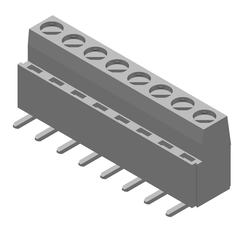 8 Pos 5.08mm RA Solder Terminal Block, 300V, 17.5A, Green
