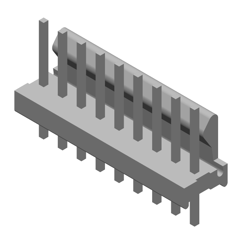 9 Pos 2.54mm Wire-to-Board Header, Male, 5A, Gold/Tin Plating