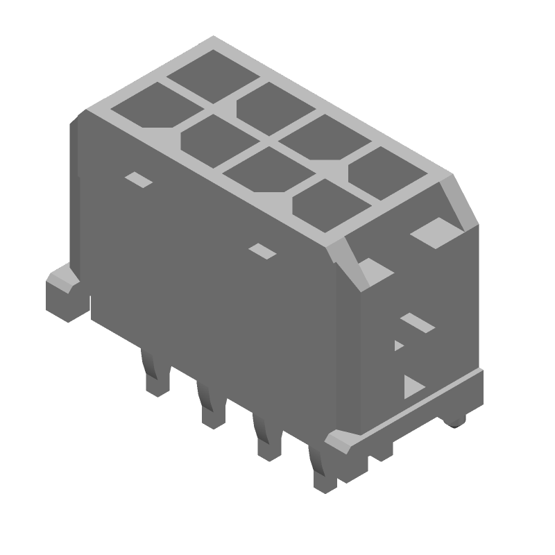 Conn HDR 8 POS 3mm Press Fit ST Thru-Hole 8 Terminal 1 Port
