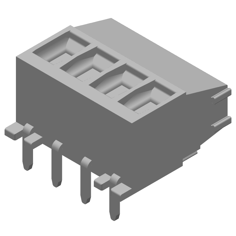 4 Pos 3.5mm RA Terminal Block, 12A, 300V, Thru-Hole