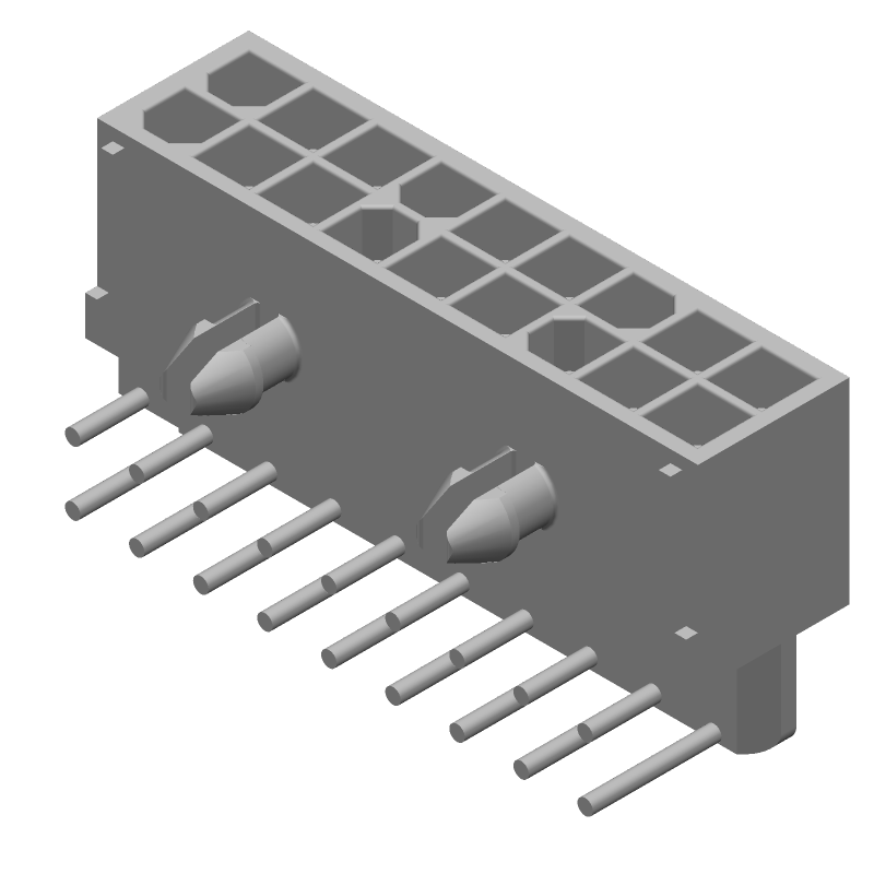 18 Pos Power Connector, 9.5A, 600V, RA Solder TH, Male, Gold