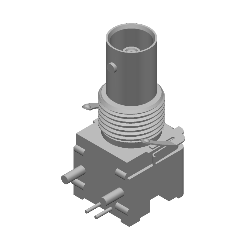 BNC RF Connector 75 Ohm Gold Solder RA Thru-Hole Female