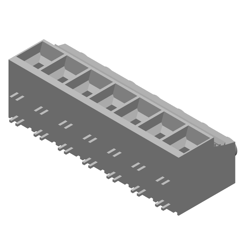 7 Pos Terminal Block, 125A, 600V, 15mm Pitch, Solder, Thru-Hole