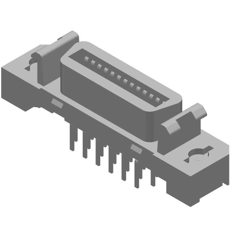 SCSI RCP Connector, 26 Pos, 1.27mm Pitch, Solder ST, Thru-Hole