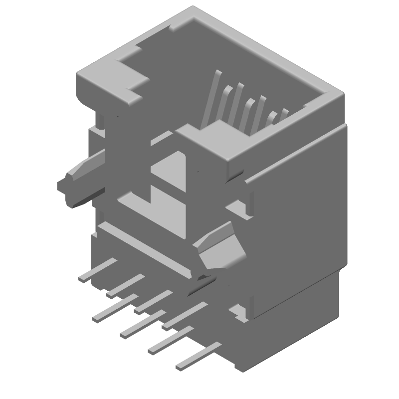 RJ45 Connector, 8P8C, RA Solder, 1 Port, Cat5