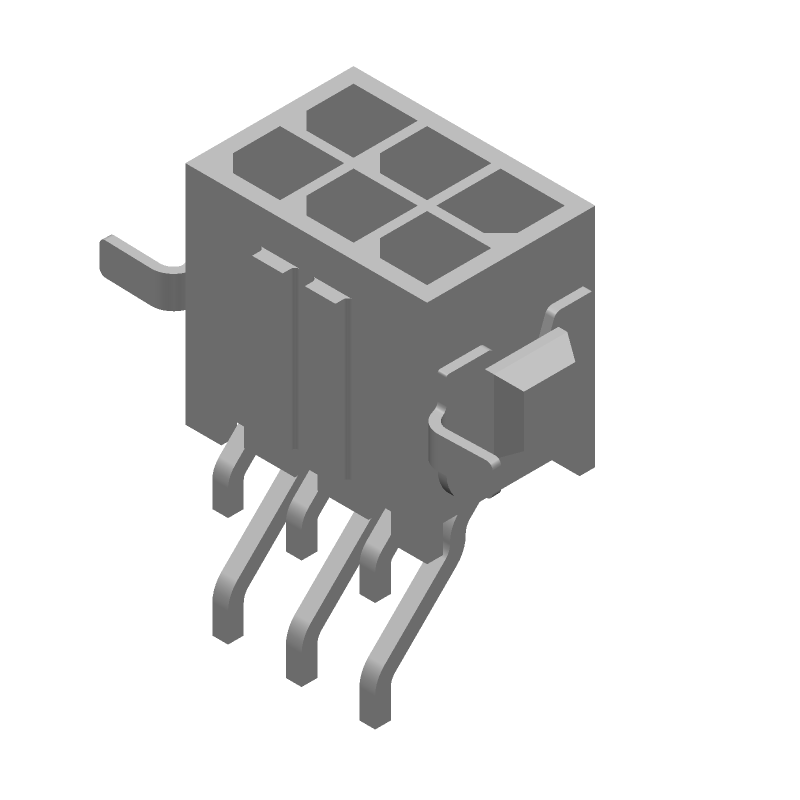 6 Pos, 5A, 250V, Gold Pin, Wire-to-Board, SMT, Right Angle Connector
