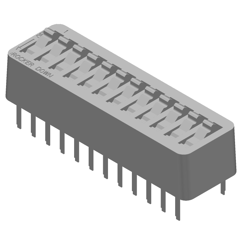 12 Pos SPST Rotary DIP Switch, 1A 24VDC, Gold Contacts, Thru-Hole