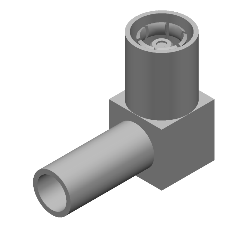 SMB RA Crimp Cable Mount Connector, 4GHz, 50 Ohm, Gold Contact