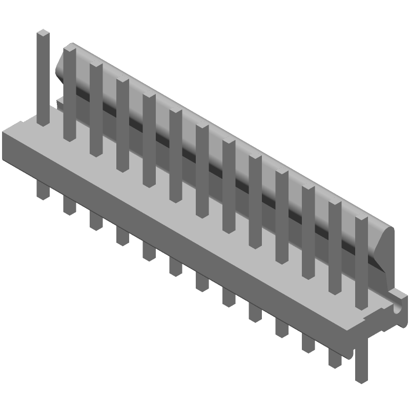 Wire-to-Board Header, 13 Pos, 2.54mm Pitch, Male, Solder ST, Thru-Hole