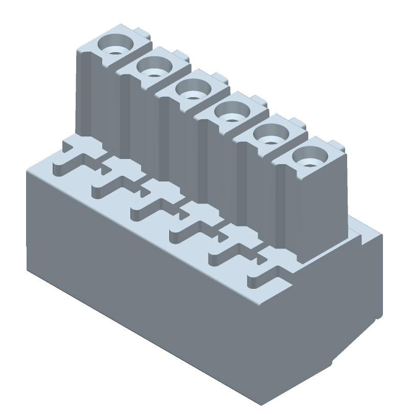6 Pos 3.5mm Pitch RA Screw Terminal Block, 11A, 300V, Blue