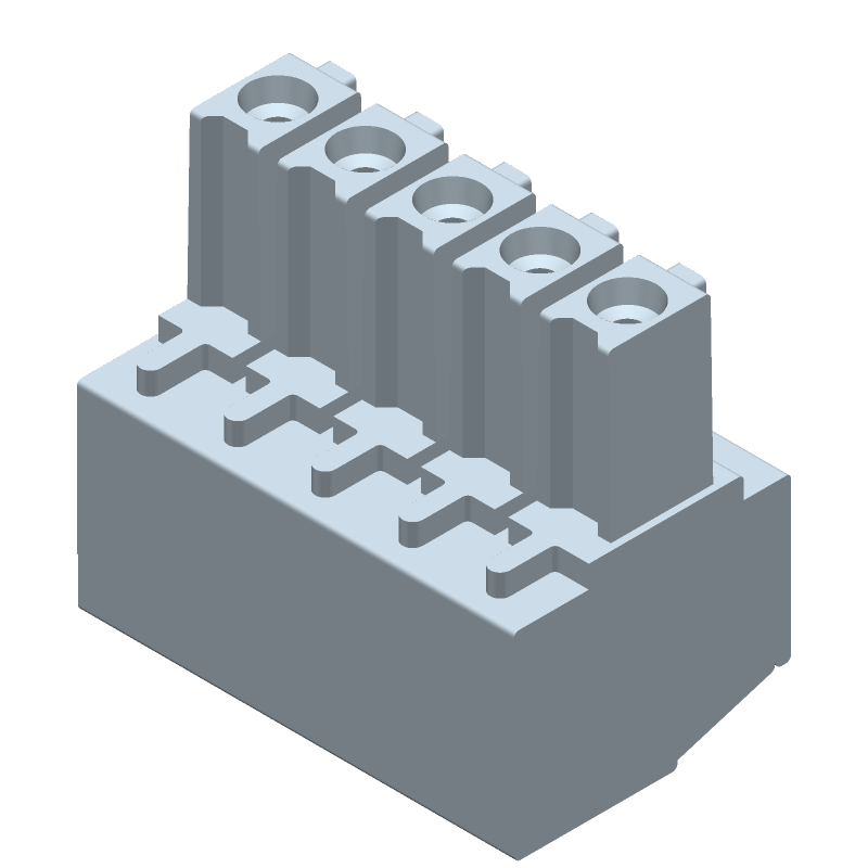 5 Pos 3.5mm RA Screw Terminal Block, 11A, 300V, Blue