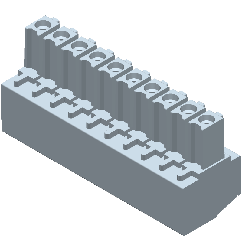 10 Pos 3.5mm RA Screw Terminal Block, 11A, 300V, Blue