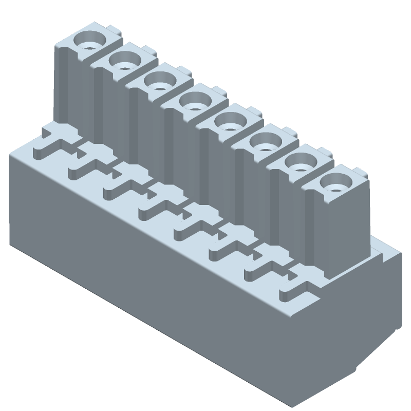 8 Pos 3.5mm RA Screw Terminal Block, 11A, 300V, Blue