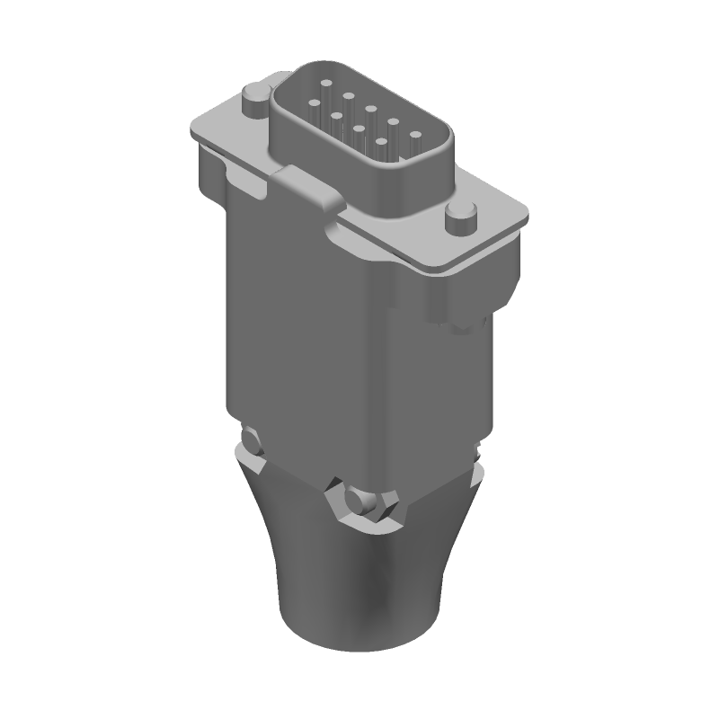 9 Pos D-Sub HDE Plug, Shielded, IDC, Gold/Tin, 250V
