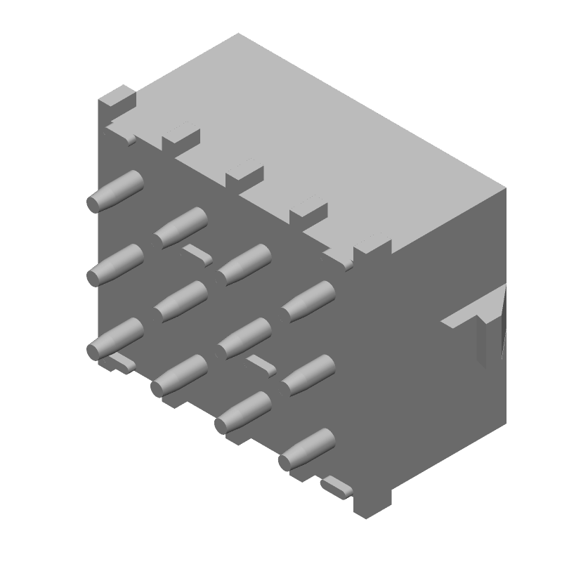 12 Pos Wire-to-Board Power Connector, 19A, 600V, Gold/Tin, Through Hole