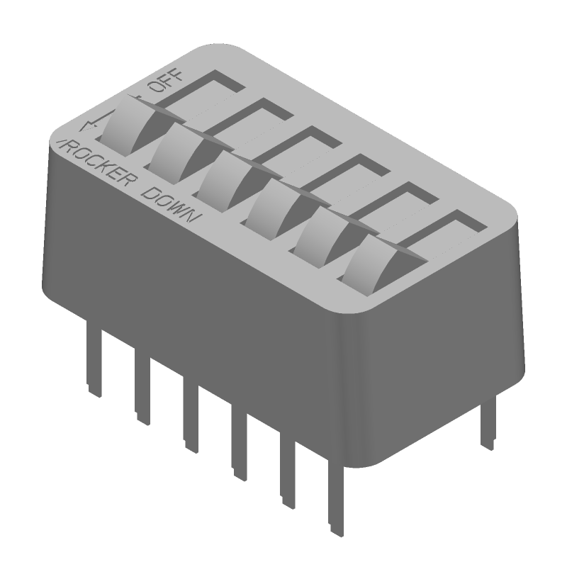 6 Pos Rotary DIP Switch, 1A, Gold Contacts, Through Hole