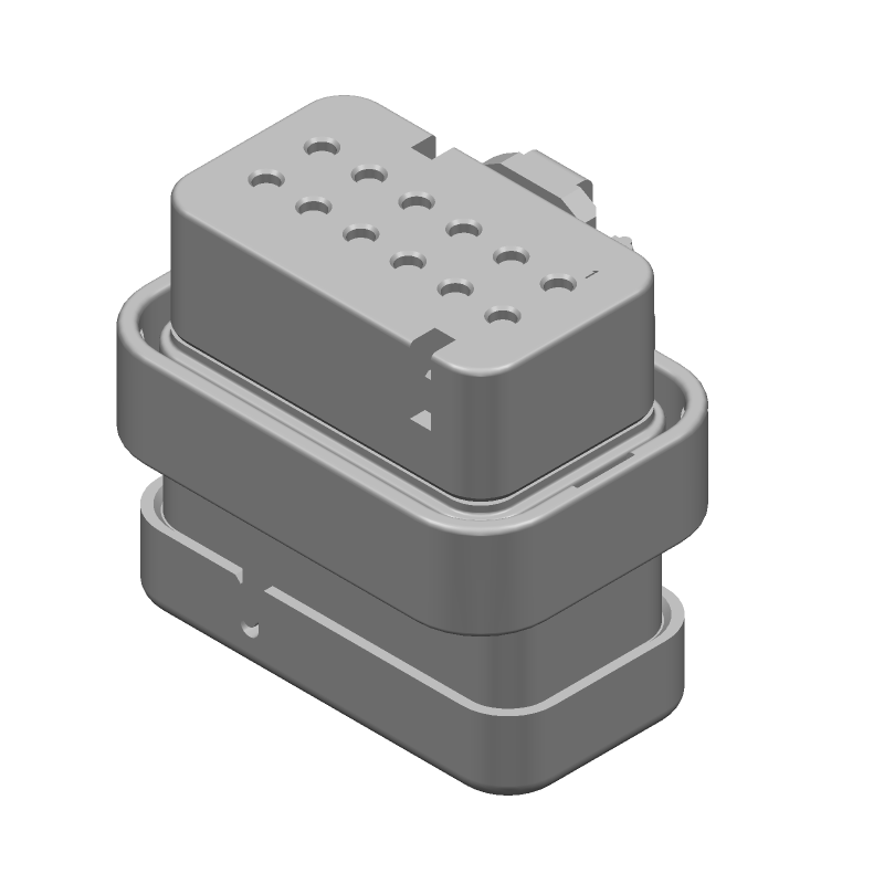 12P PBT Red Rectangular Connector, Wire-to-Wire, Female Socket