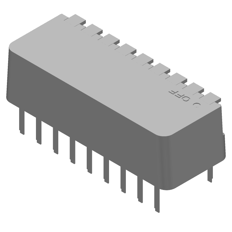 DIP Rotary Slide Switch, 9 Pos, SPST, 1.5A, 50VDC, Gold, Thru-Hole
