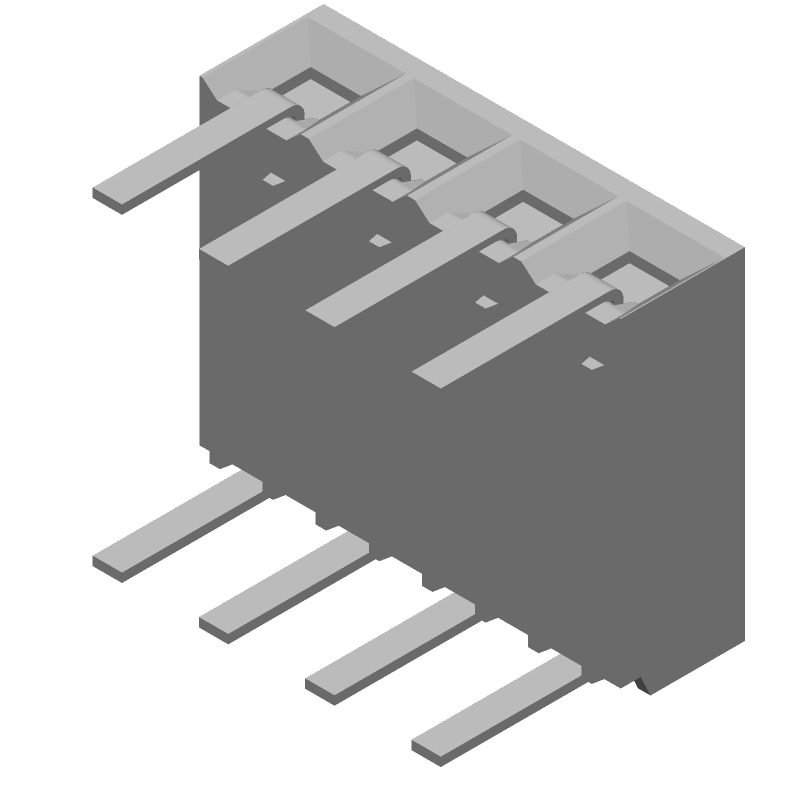 4 Pos 2.54mm RA Solder Socket Strip, 3A, Gold