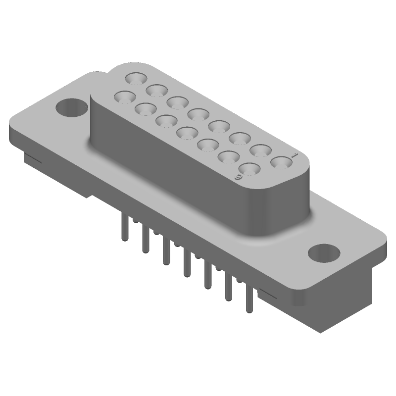 15 Pos D-Sub Connector, Straight, Solder, Tin/Gold Contacts