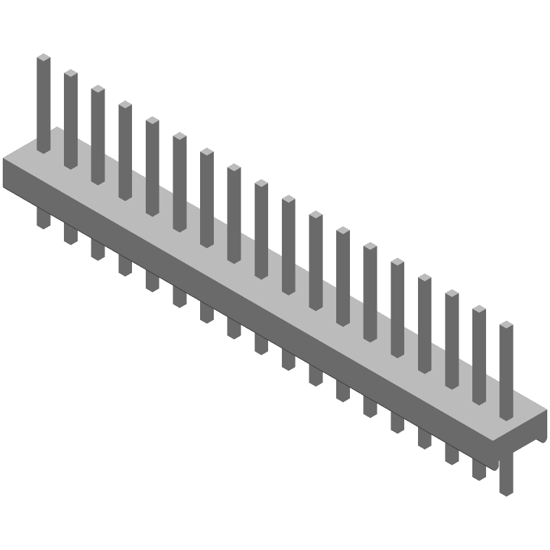 18 Pos 2.54mm Pitch Wire-to-Board Header, Male, Straight, Through Hole, 5A