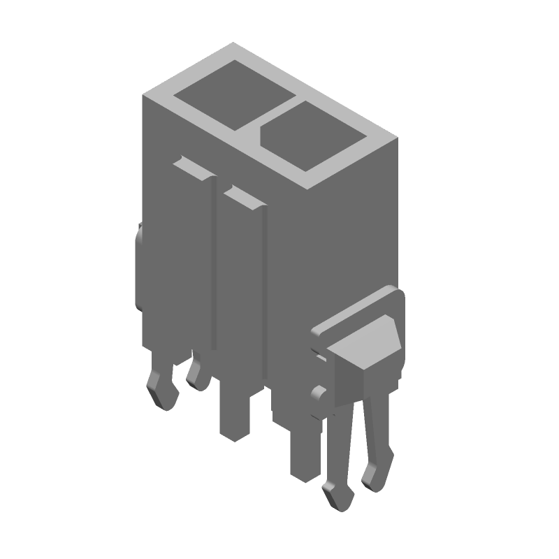 2 Pos Power Connector, 5A, 250V, Gold, Straight, Thru-Hole