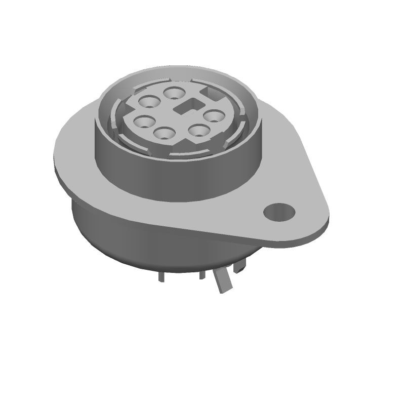 6 Pos Circular Socket Connector, Straight, Solder, Thru-Hole, 1A, 30V