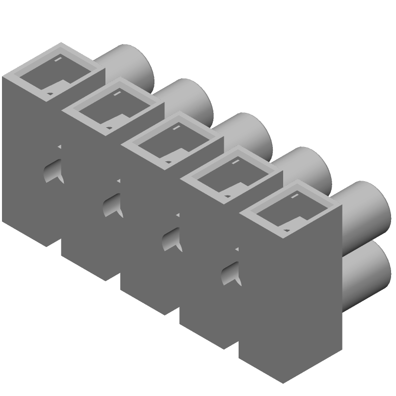 5 Pos Terminal Block, 30A, 250V, 8mm Pitch, Screw, Brass/Tin