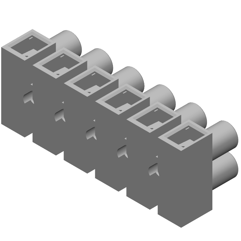 6 Pos Terminal Block, 30A, 250V, Screw, 8mm Pitch, Nylon