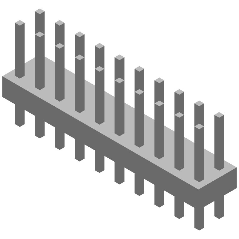 20 Pos 2 Row Straight Header, 3A, Gold/Tin/Lead, .100" Pitch, Through Hole