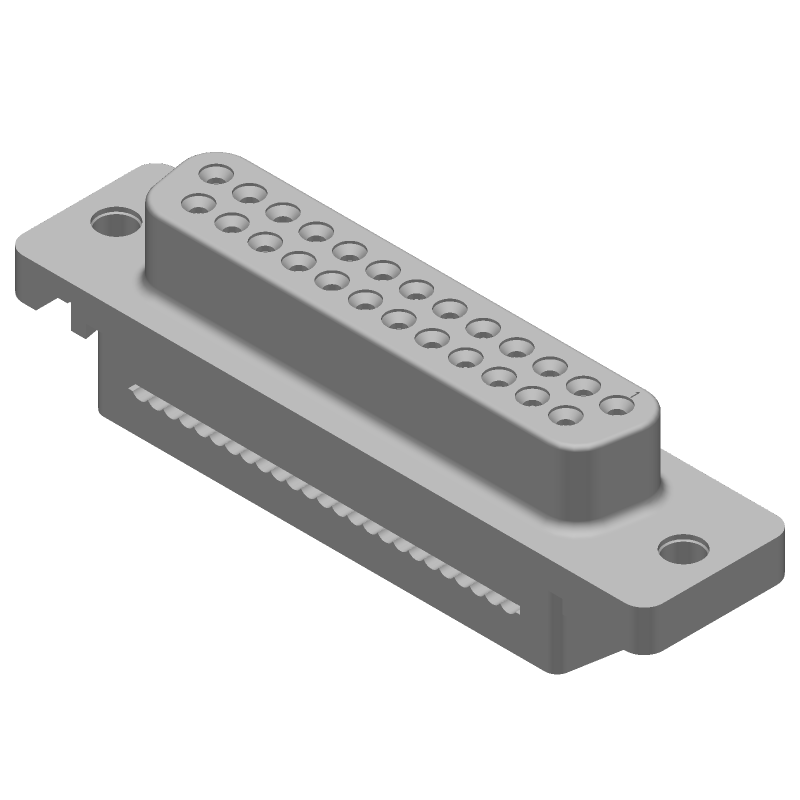25 Pos HDF D-Sub, Female, Right Angle, Shielded, IDC