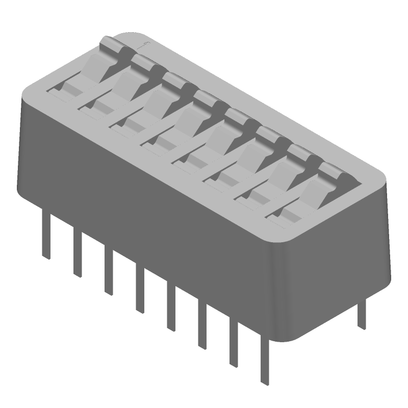 DIP Switch, 8 Pos, SPST, 1.5A, Gold Contact, Through Hole