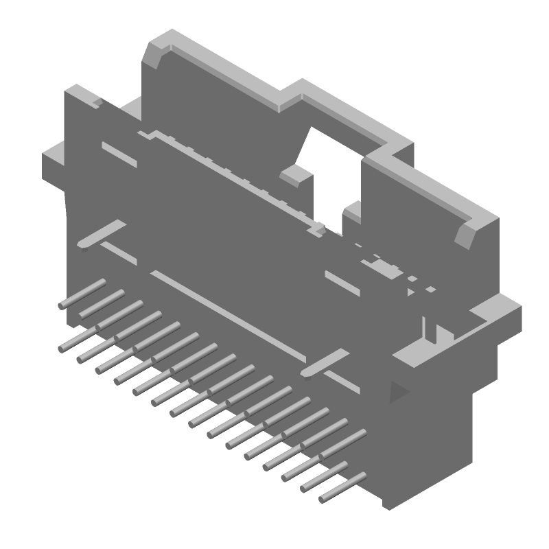 30 Pos 1.27mm RA Shrouded Header, Gold, 1A, 30V, TH