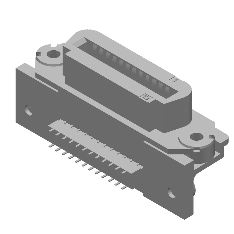 24 Pos Right Angle Receptacle, Through Hole Solder, Black