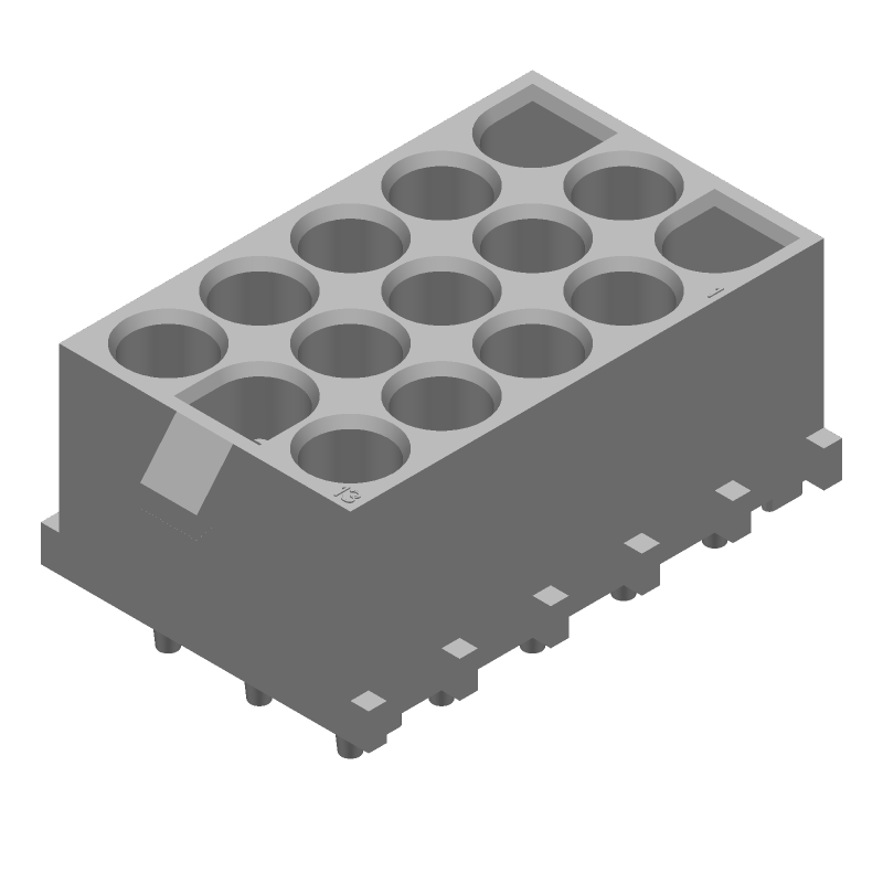 15 Pos Power Connector, Wire-to-Board, 19A, 600V, Male Pin, Tin