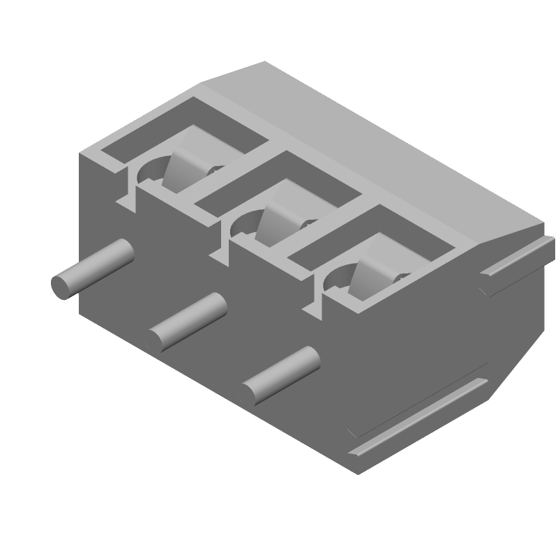 3 Pos 5mm Terminal Block, Straight, Solder, 10A, 300V, Green
