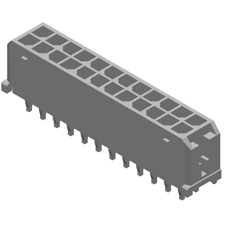 Conn HDR 24 POS 3mm Press Fit ST Thru-Hole 24 Terminal 1 Port