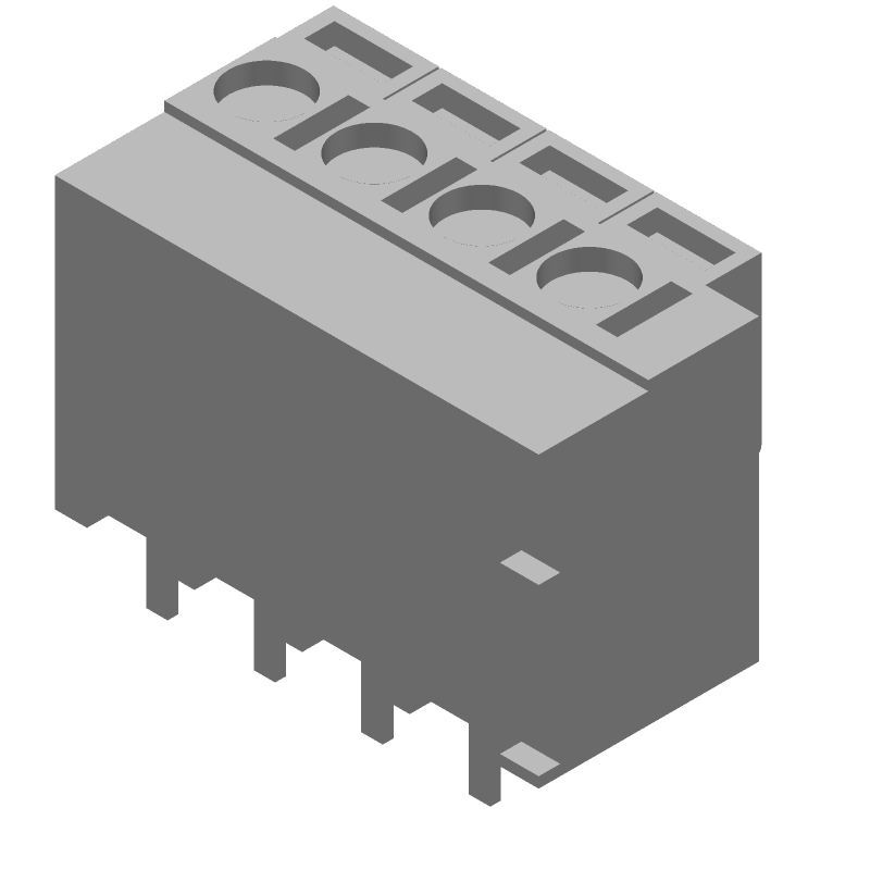 4 Pos 5mm Pitch Terminal Block, 10A, 300V, Solder, Thru-Hole, Green