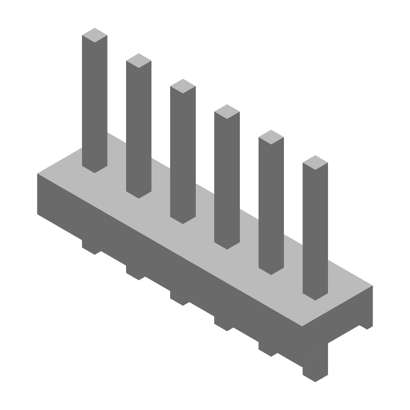 6 Pos 3.96mm Unshrouded Header, 7A, Gold, Straight, Thru-Hole